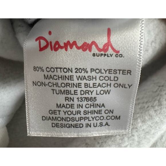 Diamond Supply Co Sweatshirt Mens Small Gray Red Spellout Streetwear Casual - Picture 5 of 7